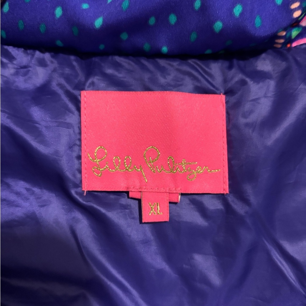 Lilly Pulitzer Navy Blue Pink Teal Quilted Vest - Picture 5 of 6